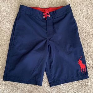 Polo Ralph Lauren Navy Red Swim Trunks Sz Medium 10-12